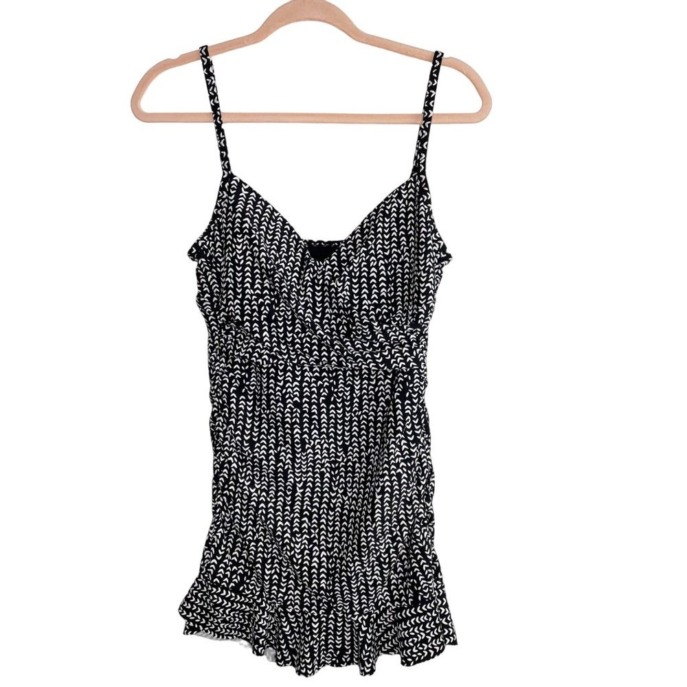 La Blanca Swimsuit Swim Dress One Piece Black White Size 10 Modest
